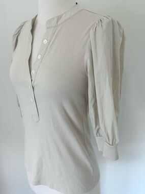 VERONICA BEARD Coralee Beige Puff-Sleeve top Size Small